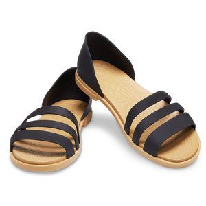 Crocs Black Tulum Open Flat